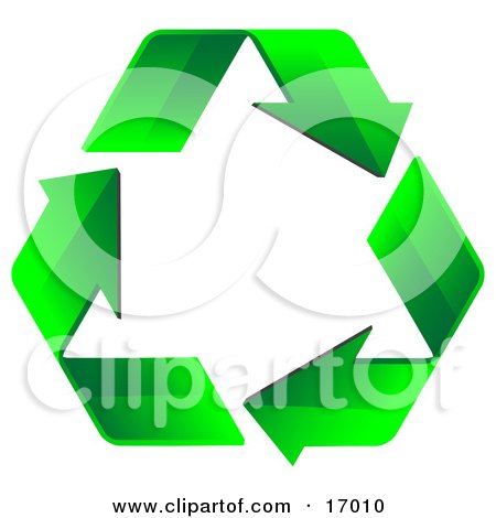 Three Green Arrows Forming The Shape Of A Triangle And Flowing In A Clockwise Motion, Symbolizing Renewable Energy And Recycling Clipart Illustration by Leo Blanchette