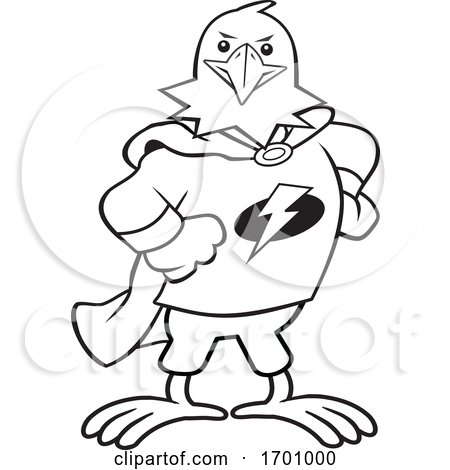 Cartoon Black and White Super Hero Bald Eagle Mascot by Johnny Sajem  #1701000
