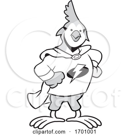 Cartoon Grayscale Super Hero Jay Bird Mascot by Johnny Sajem