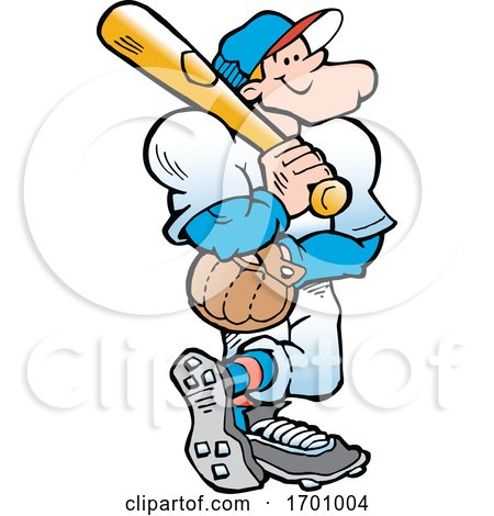 Cartoon Confident White Male Baseball Player Holding a Bat by Johnny Sajem