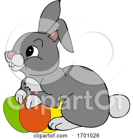 Cartoon Easter Bunny and Eggs by elaineitalia