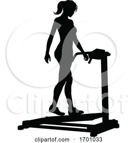 Gym Woman Silhouette Treadmill Running Machine by AtStockIllustration
