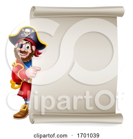 Pirate Captain Cartoon Scroll Sign Background by AtStockIllustration