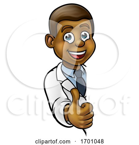 Scientist Cartoon Character Thumbs up Sign by AtStockIllustration