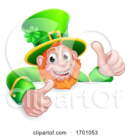 Leprechaun St Patricks Day Cartoon Thumbs up Sign by AtStockIllustration