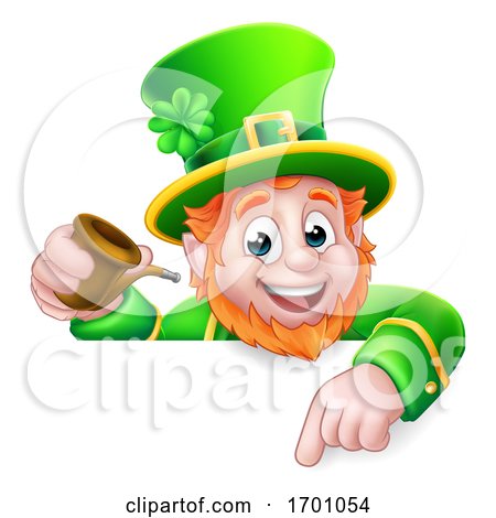 Leprechaun St Patricks Day Cartoon Character Sign by AtStockIllustration