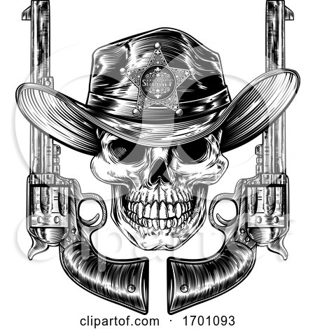 Sheriff Cowboy Skull and Pistols by AtStockIllustration