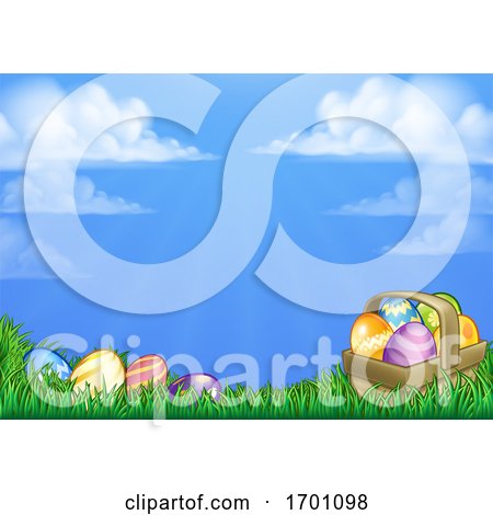 Easter Eggs Basket Background by AtStockIllustration