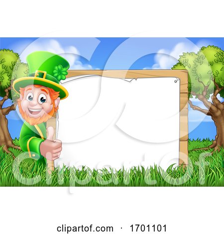 Leprechaun Sign St Patricks Day Cartoon Scene by AtStockIllustration
