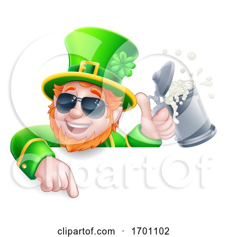 Leprechaun Cool St Patricks Day Cartoon Sign by AtStockIllustration