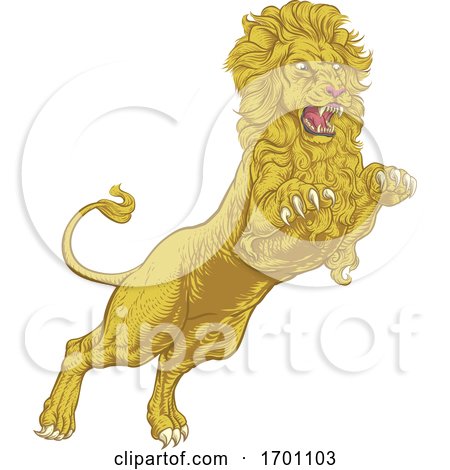 Lion Attacking Illustration by AtStockIllustration