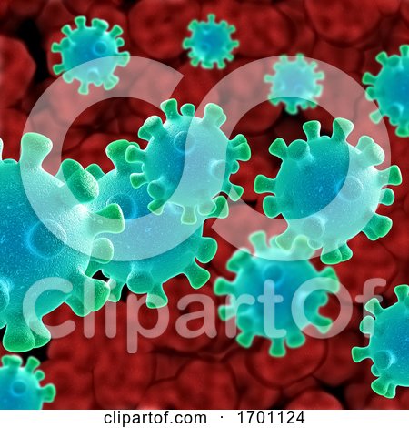 3D Abstract Medical Background Depicting Coronavirus Cells by KJ Pargeter