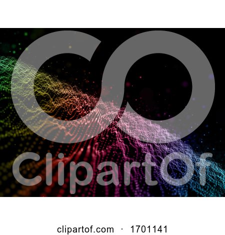 3D Cyber Dots Abstract Background with Rainbow Coloured Flowing Particles by KJ Pargeter