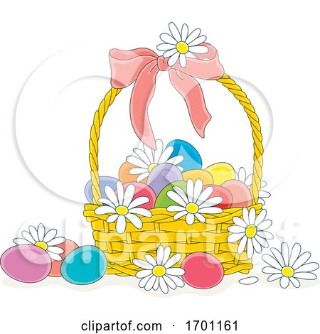 Easter Basket with Eggs and Daisies by Alex Bannykh