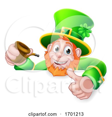 Leprechaun St Patricks Day Thumbs up Cartoon by AtStockIllustration