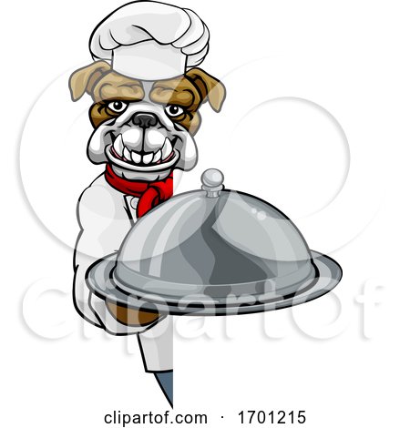 Bulldog Chef Mascot Sign Cartoon by AtStockIllustration