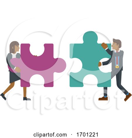 Puzzle Piece Jigsaw Characters Business Concept Posters, Art Prints