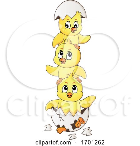 Stack of Hatching Chicks and Eggshell by visekart