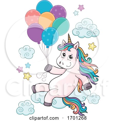 Unicorn and Balloons by visekart