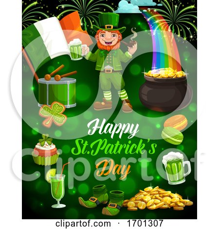 Leprechaun, Beer, Gold, Irish Flag. Patricks Day by Vector Tradition SM