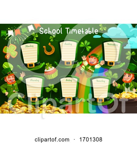 School Timetable or Schedule on St Patrick Hats by Vector Tradition SM