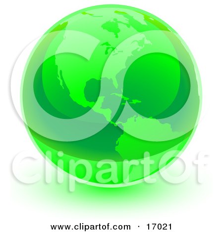 Green Shiny Marble Of The American Continents Of The Planet Earth Clipart Illustration by Leo Blanchette