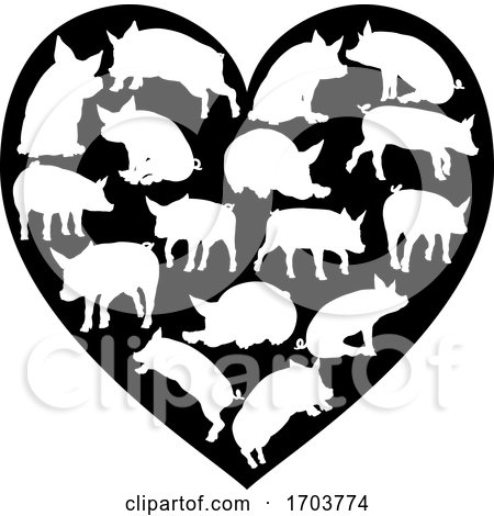 Pig Heart Silhouette Concept by AtStockIllustration