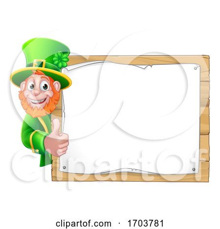 Leprechaun St Patricks Day Cartoon Sign Background by AtStockIllustration