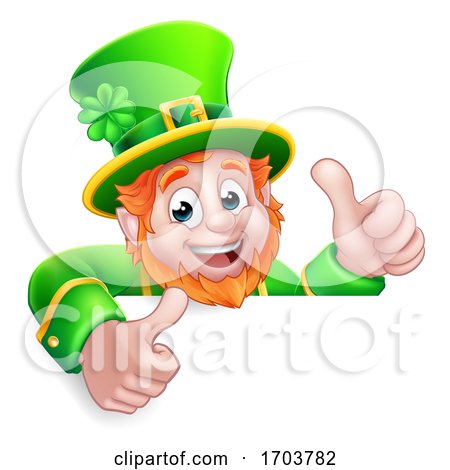 Leprechaun St Patricks Day Cartoon Thumbs up Sign by AtStockIllustration