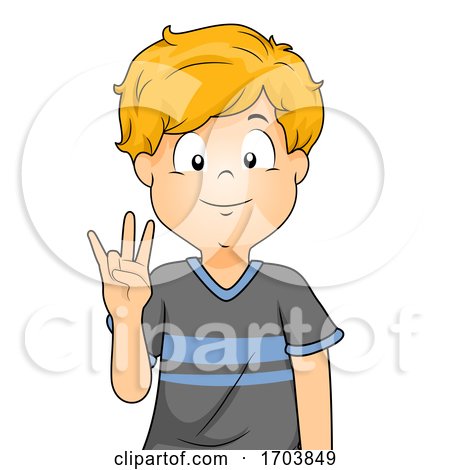 Kid Boy Sign Language Number Seven Illustration by BNP Design Studio