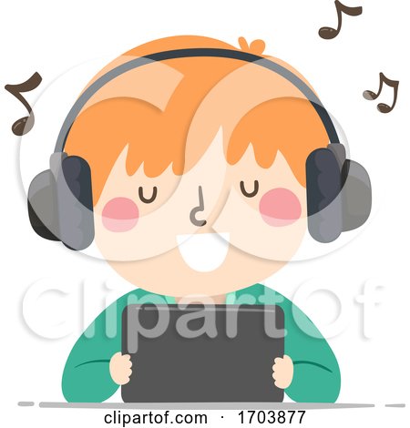 Kid Boy Sing Mobile Song Illustration by BNP Design Studio