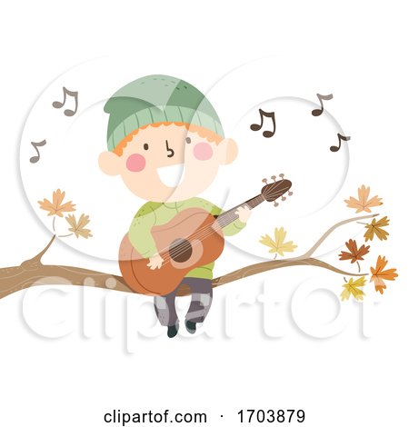 Kid Boy Sing Autumn Song Illustration by BNP Design Studio
