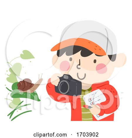 Kid Boy Spring Photo Hunt Snail Illustration by BNP Design Studio