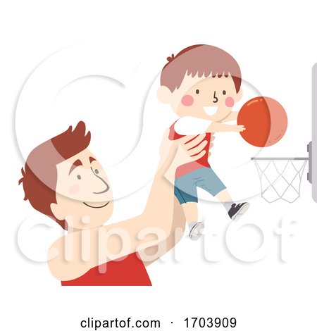 Kid Boy Father Shoot Ball Basketball Illustration by BNP Design Studio