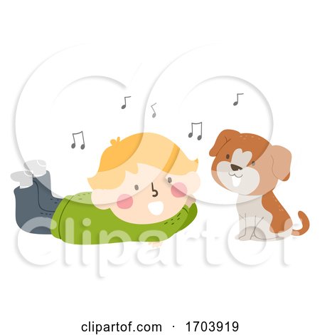 Kid Boy Dog Sing Illustration by BNP Design Studio