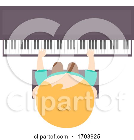 Kid Boy Play Piano Top View Illustration by BNP Design Studio