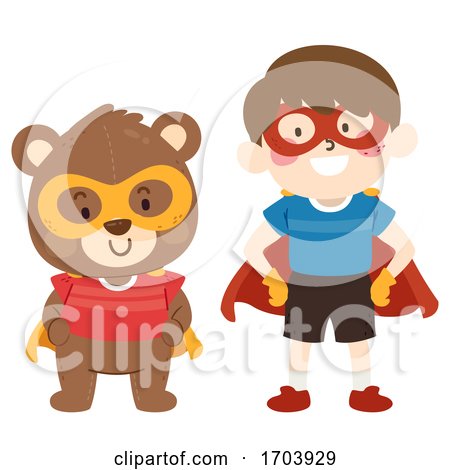 Kid Boy Teddy Bear Superhero Costume Illustration by BNP Design Studio
