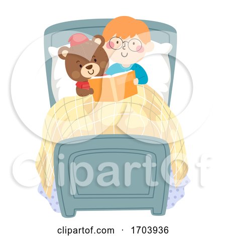 Kid Boy Teddy Bear Bedtime Story Illustration by BNP Design Studio
