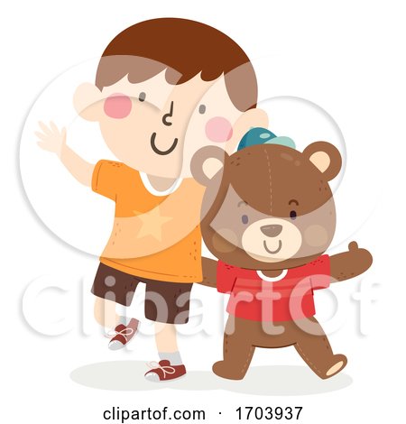 Kid Boy Imaginary Friend Teddy Bear Illustration by BNP Design Studio