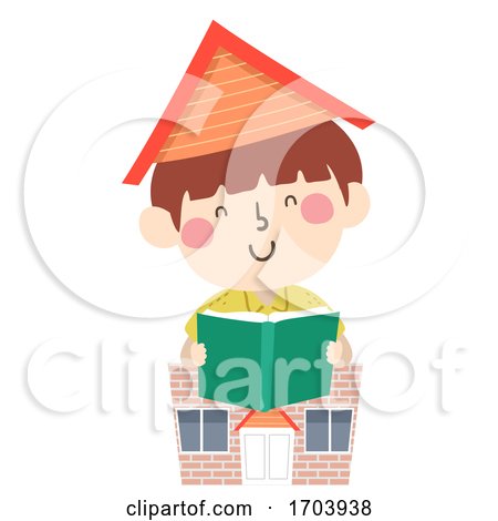 Kid Boy Homeschool Read Book Illustration by BNP Design Studio
