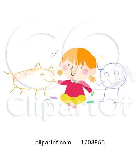 Kid Girl Toddler Scribble Characters Illustration by BNP Design Studio