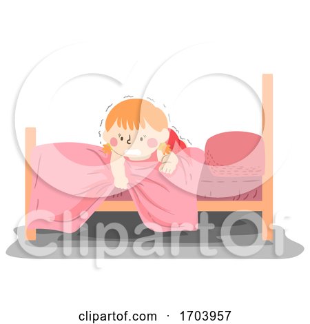 Kid Girl Fear Under the Bed Illustration by BNP Design Studio