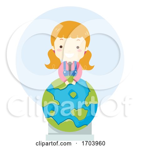 Kid Girl Earth Lectern Speech Illustration by BNP Design Studio