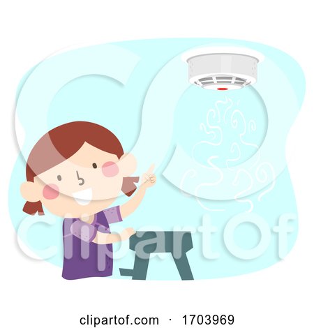 Kid Girl Smoke Fire Alarm Device Illustration by BNP Design Studio
