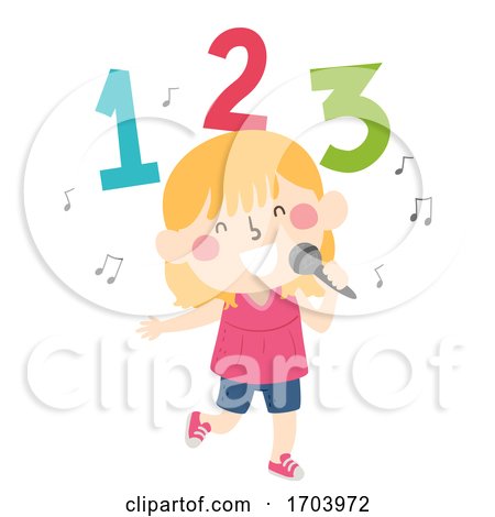 Kid Girl Sing Number Song Illustration by BNP Design Studio
