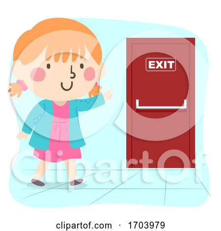 Kid Girl Exit Door Illustration by BNP Design Studio