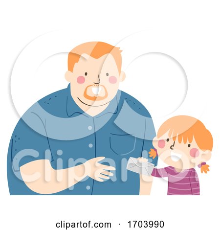 Kid Girl Give Dad Letter Illustration by BNP Design Studio