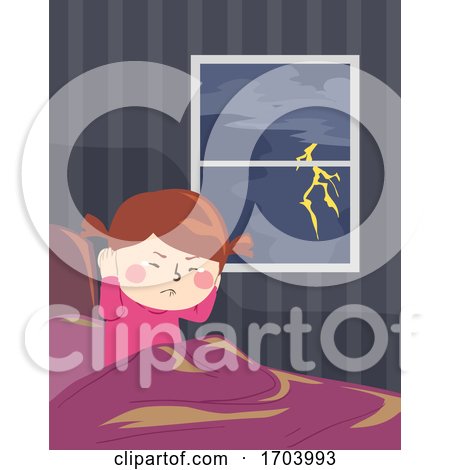 Kid Girl Fear of Thunder Lightning Illustration by BNP Design Studio