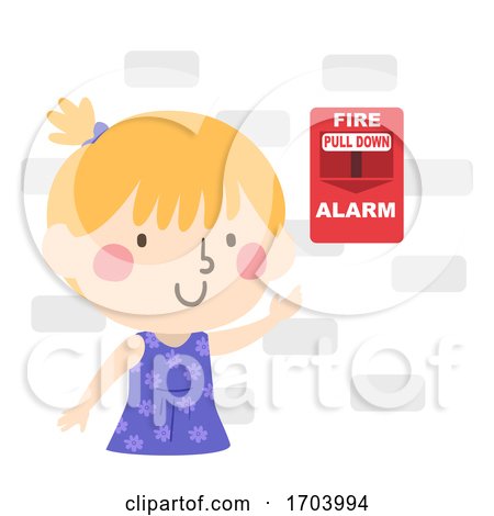 Kid Girl Fire Alarm Wall Illustration by BNP Design Studio