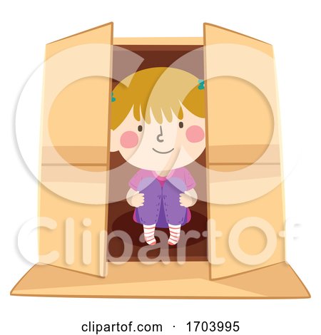Kid Girl Inside Box Illustration by BNP Design Studio